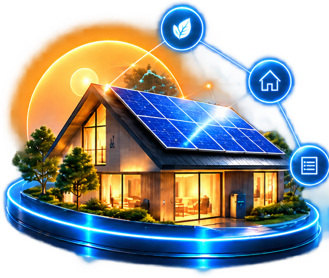 Modern solar house connected to a smart energy ecosystem